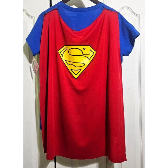 Womens Supergirl Top T-Shirt Cape DC Comics Costume Cosplay Justice League LARGE - Picture 3 of 6